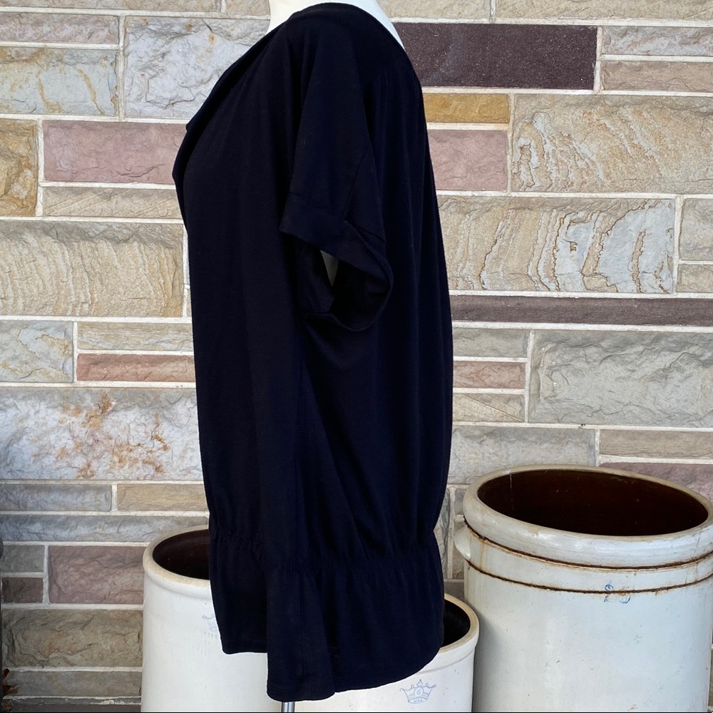 a.n.a. Black Elastic Waist Cowl Neck Top - Picture 4 of 8